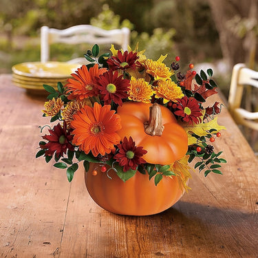Festive Halloween Pumpkin Floral Display